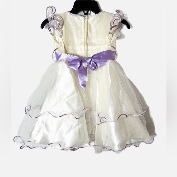 Formal Dress for Toddler Cream and Purple - Picture 2 of 2